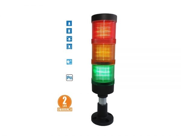 Kolumna LED FL70: 3kolory + buzzer, IP65, 4tryby świecenia! komplet