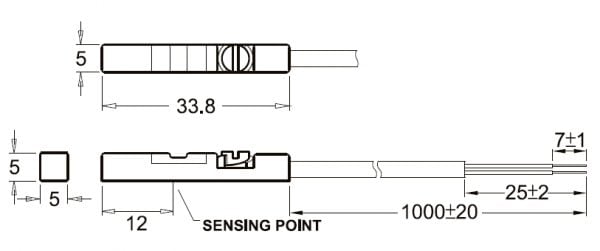 FT-39R-1m / FT-39R-2m Czujnik magnetyczny kontaktronowy, rowek T, 2-przew. NO, uniwersalne zasilanie 5..240V AC/DC - obrazek 4