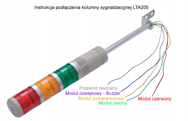 Kolumna sygnalizacyjna LED LTA205-3 - 230V AC, z buzzerem - obrazek 2