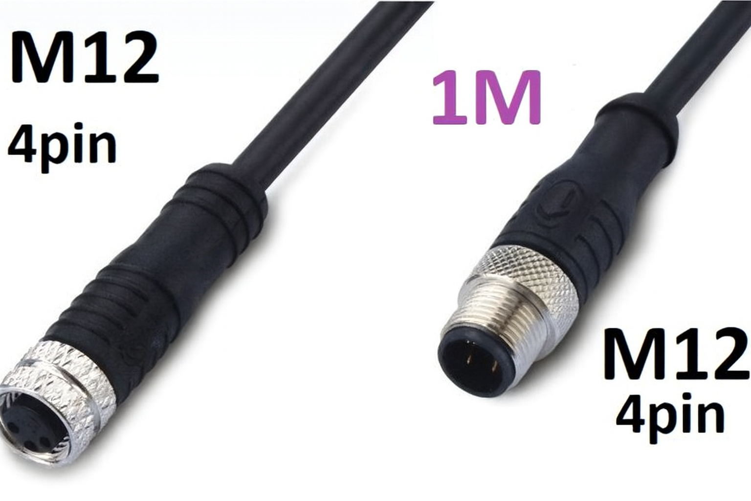 E12N4F-1m-E12W4F przewód dwustronny: złącze żeńskie M12 4pin – przewód 100cm – złącze męskie M12 4-piny