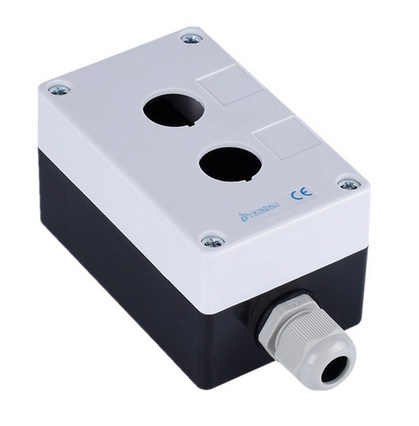 XDL5-B02P kaseta 2-otworowa, kaseta sterownicza, otwór 22mm, biało-czarna, z dławikiem