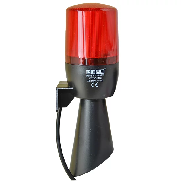 IT070R024Z, sygnalizator optyczno-akustyczny LED, buzzer, lampa sygnalizacyjna, głośny 130dB, fi 70mm, kolor czerwony, 12‑24V AC/DC, IP65